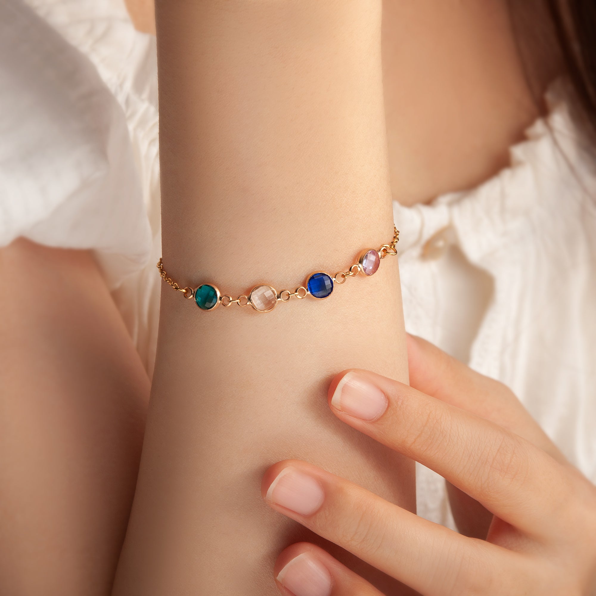 Birthstone Connecter Charm Bracelet