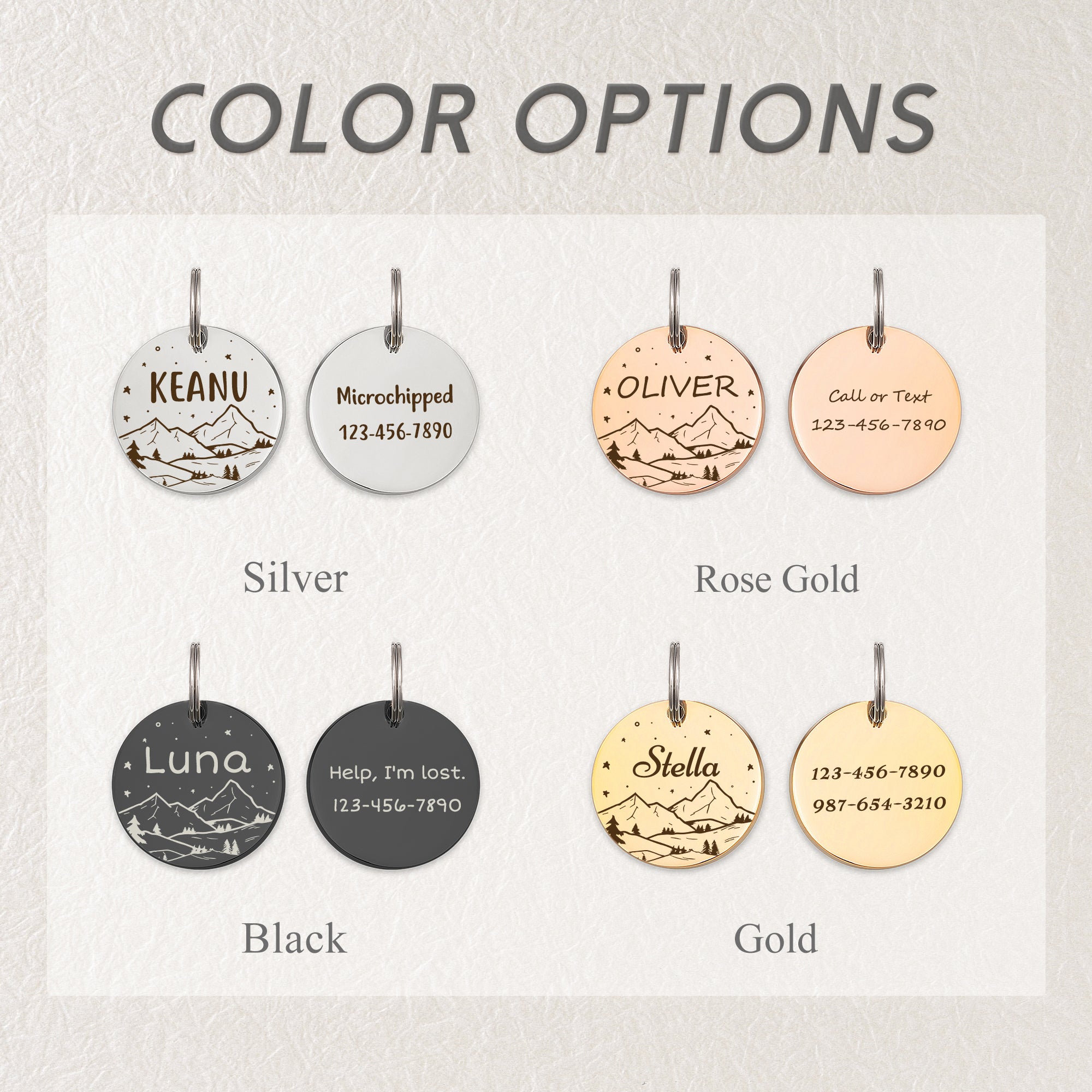 Mountain Starry Sky Round Pet ID Dog Tag