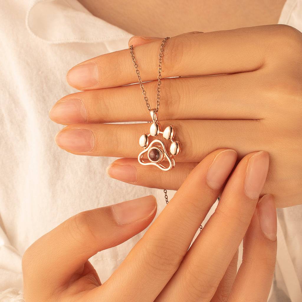 Paw Print Photo Photo Projection Necklace