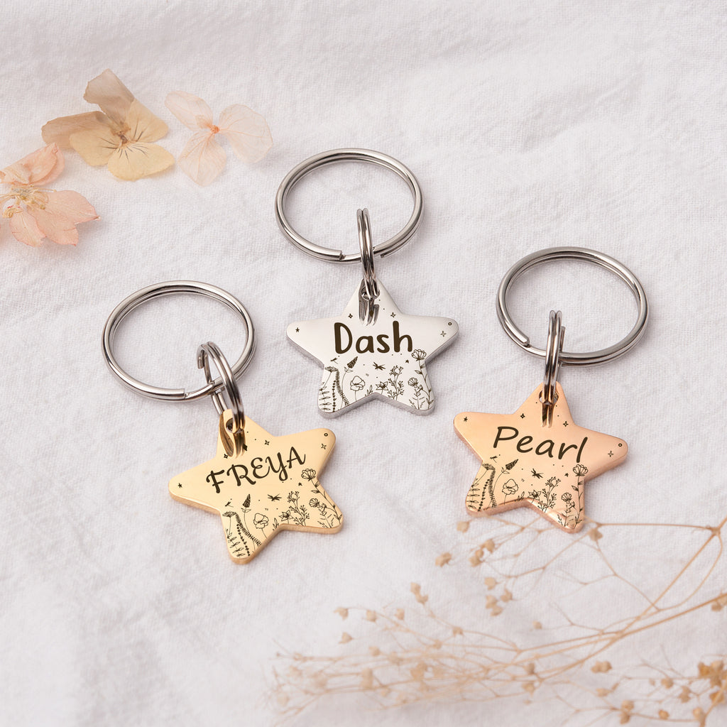 Wildflowers Star Shaped Pet ID Dog Tag