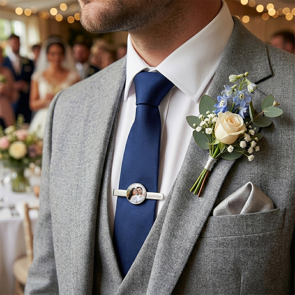 Custom Wedding Photo Tie Clip