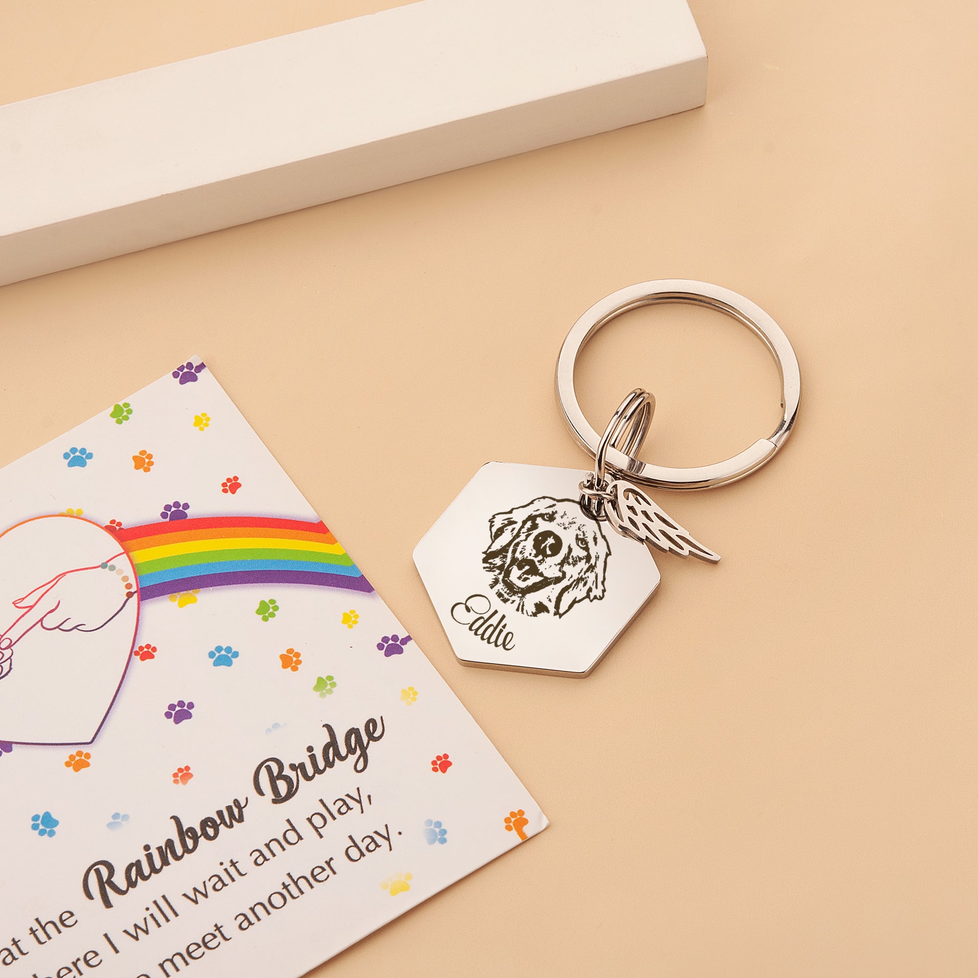 Hexagon Pet Portrait Pet ID Key Chain