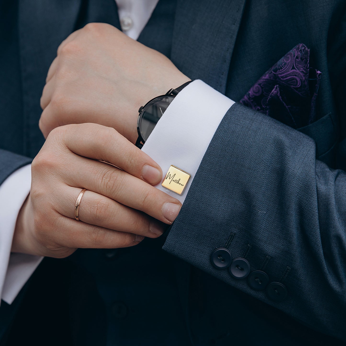 Custom Handwriting and Actual Fingerprint Square Cuff Links