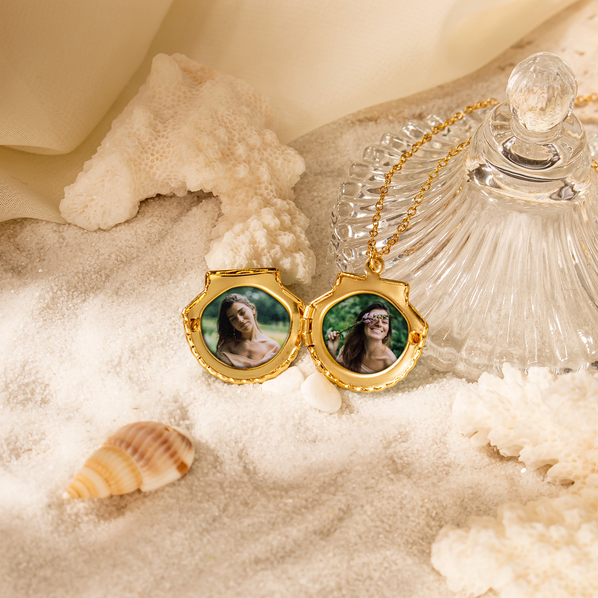 Custom Seashell Photo Locket Necklace