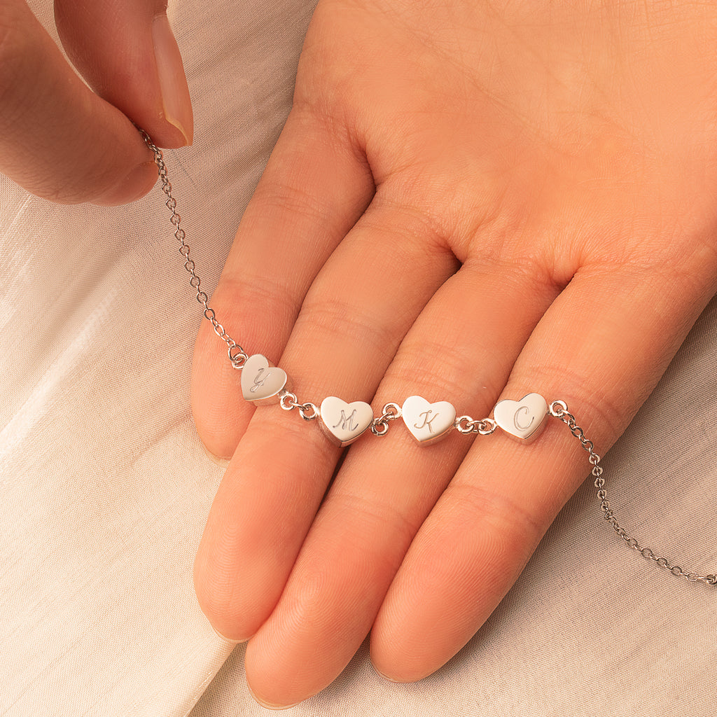 Personalized Tiny Heart Charm Bracelet