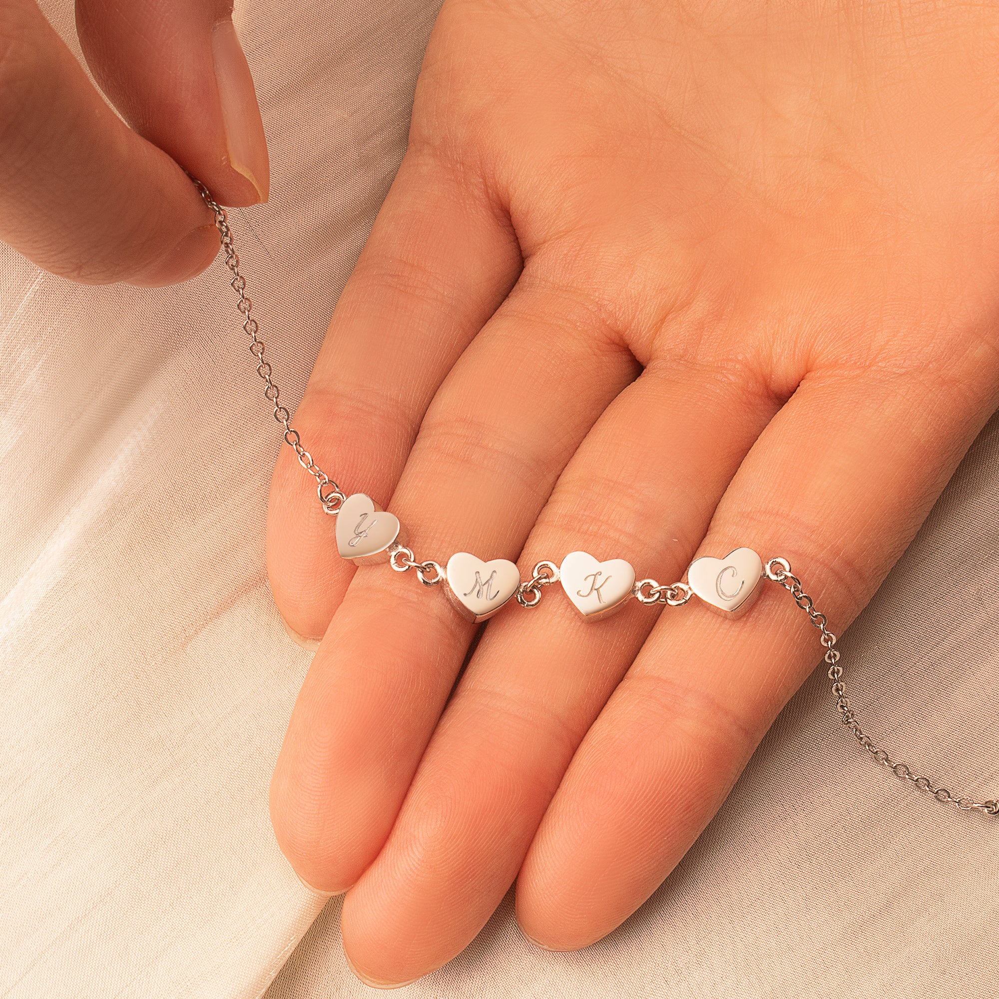 Personalized Tiny Heart Charm Bracelet