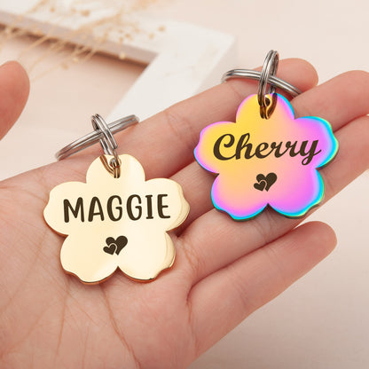 Custom Cherry Blossom Pet ID Dog Tag