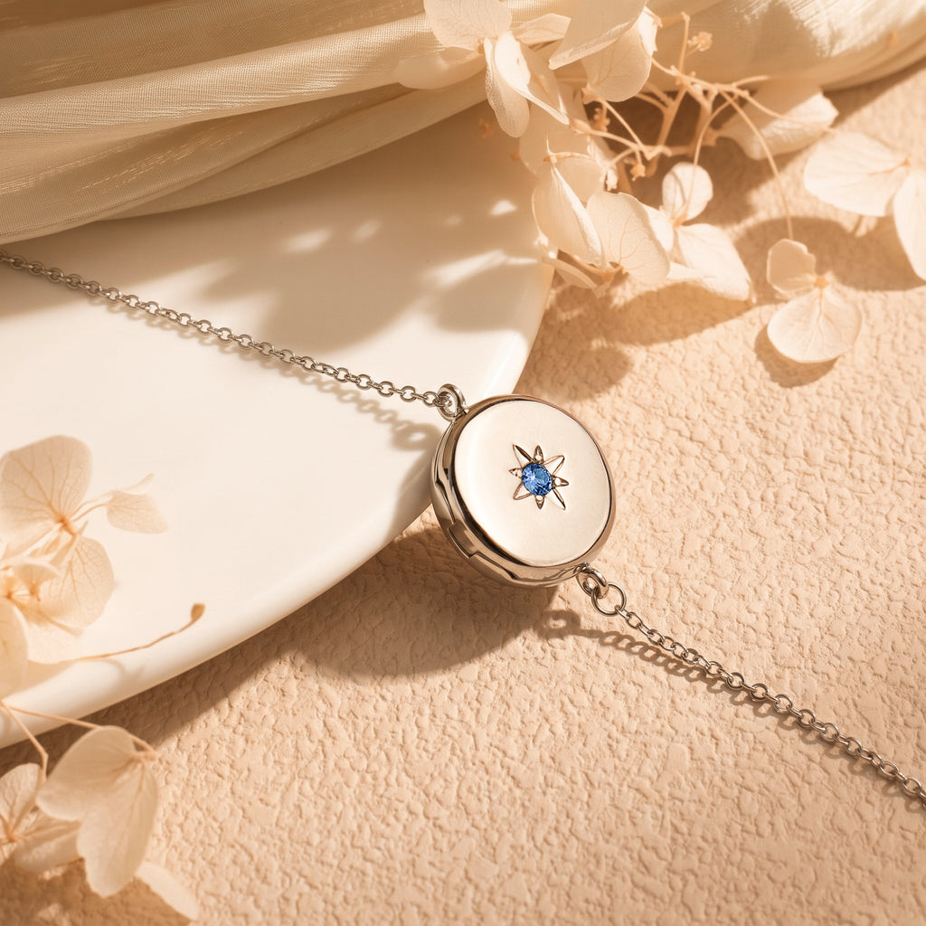 Birthstone Heart Locket Pet Memorial Bracelet