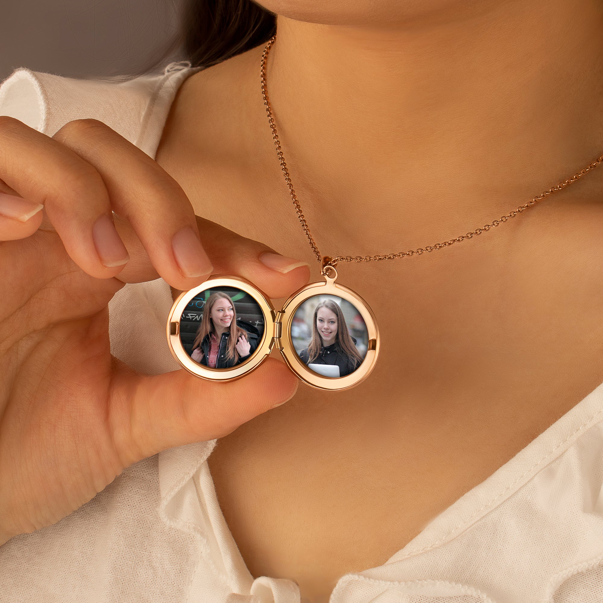 Round Logo Emblem Photo Locket Necklace