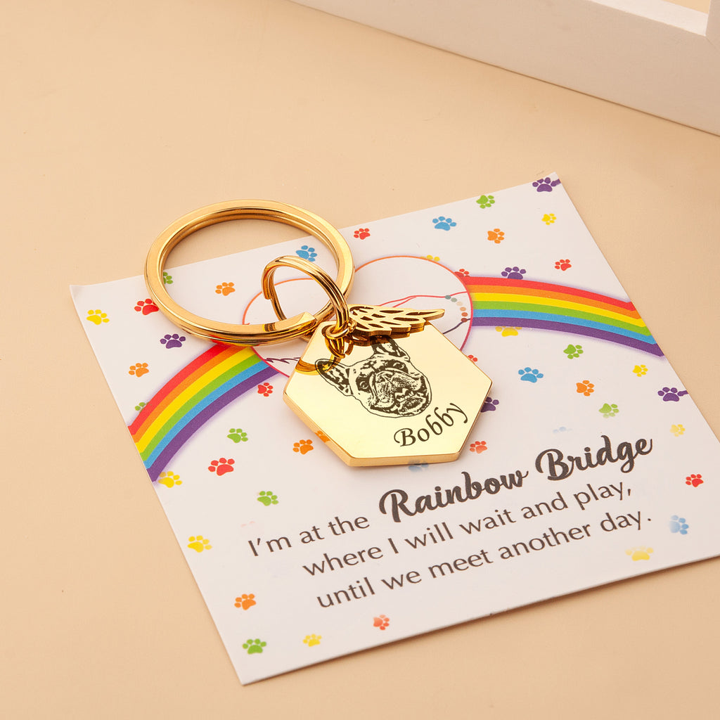 Hexagon Pet Portrait Pet ID Key Chain