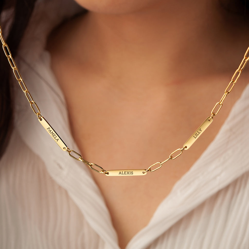 Custom Women's Paper Clip Stainless Steel Chain Necklace