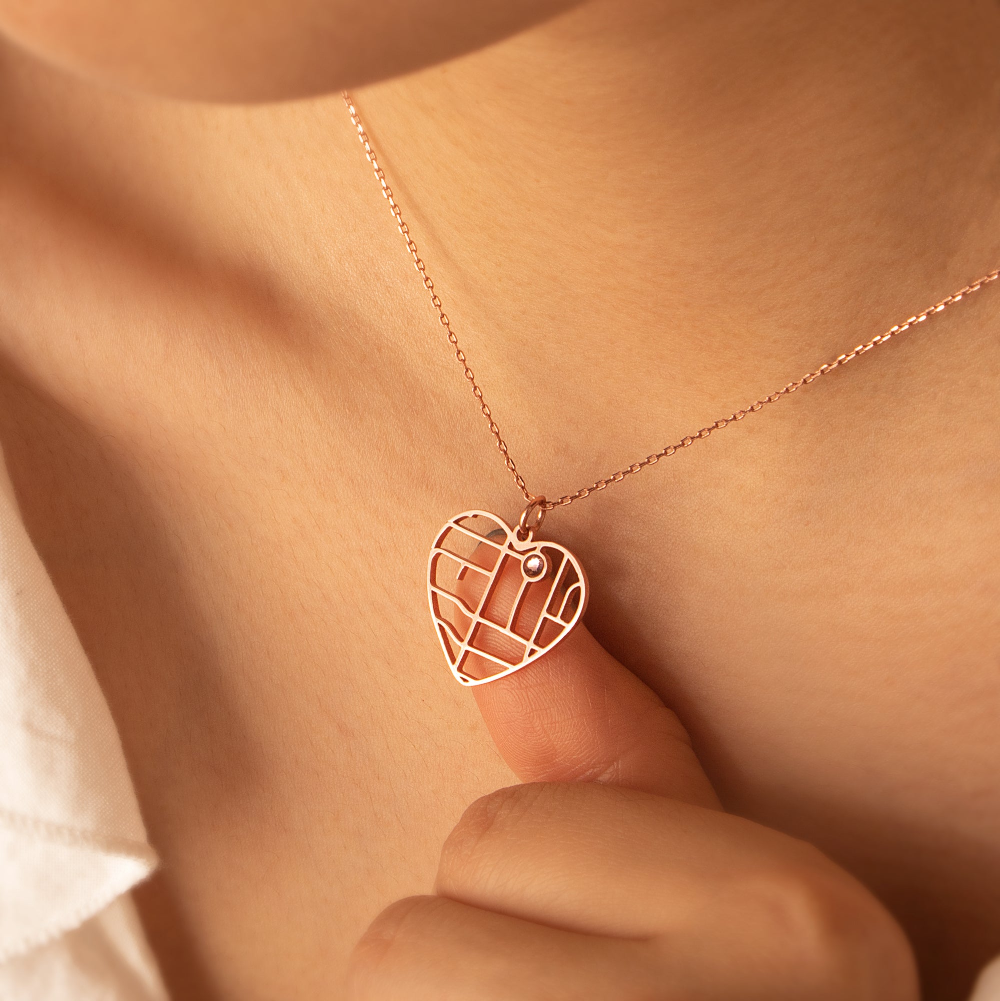 Heart Location Map Necklace