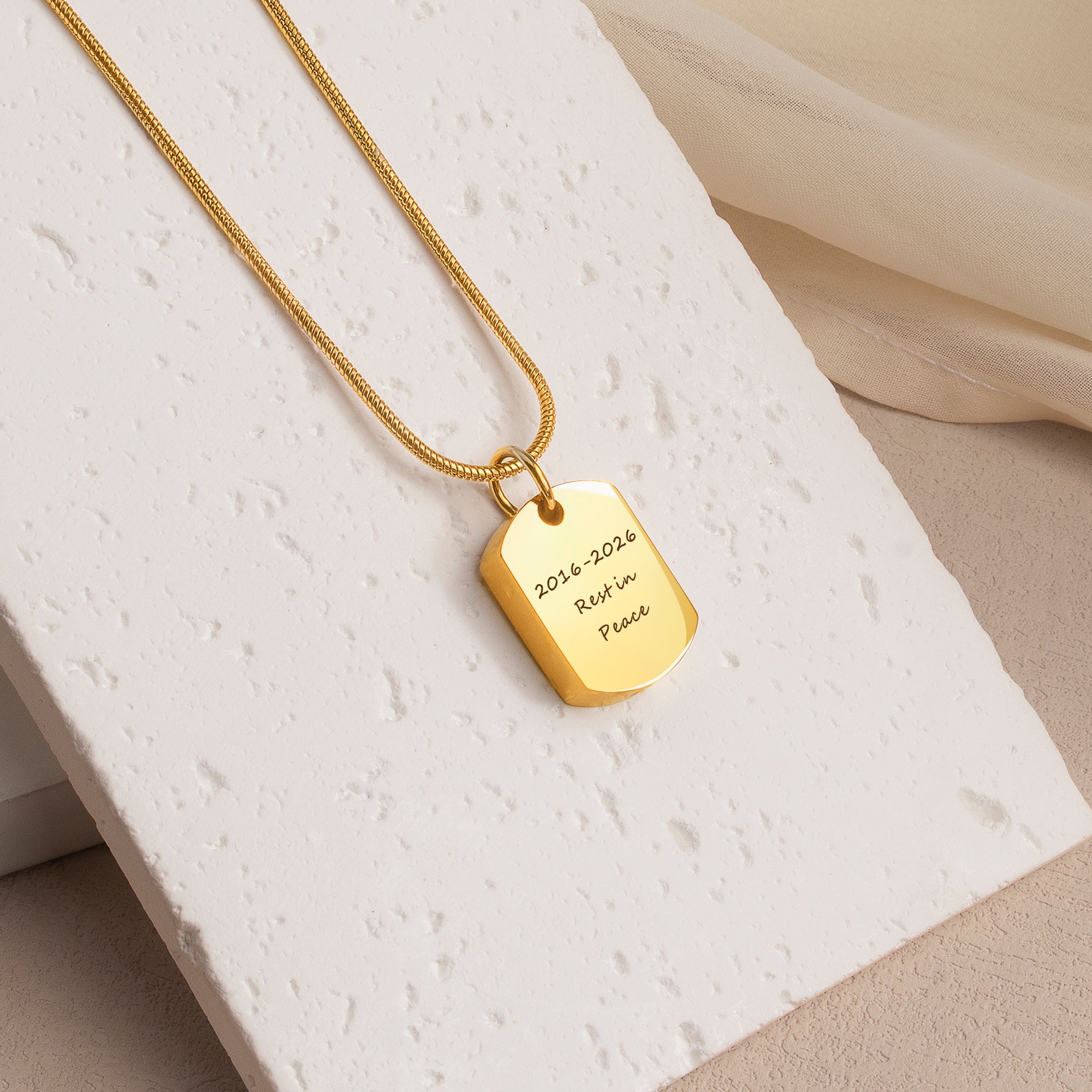 Stainless Steel Memorial Dog Tag Urn Necklace