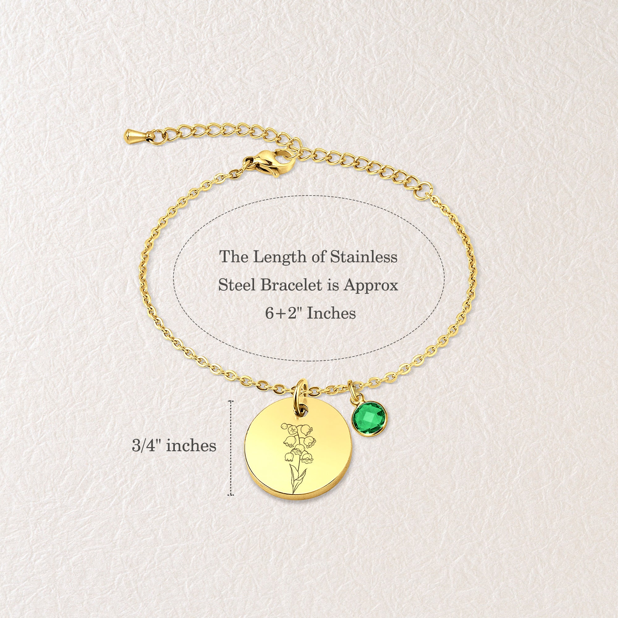 Custom Birth Flower and Birthstone Charm Bracelet