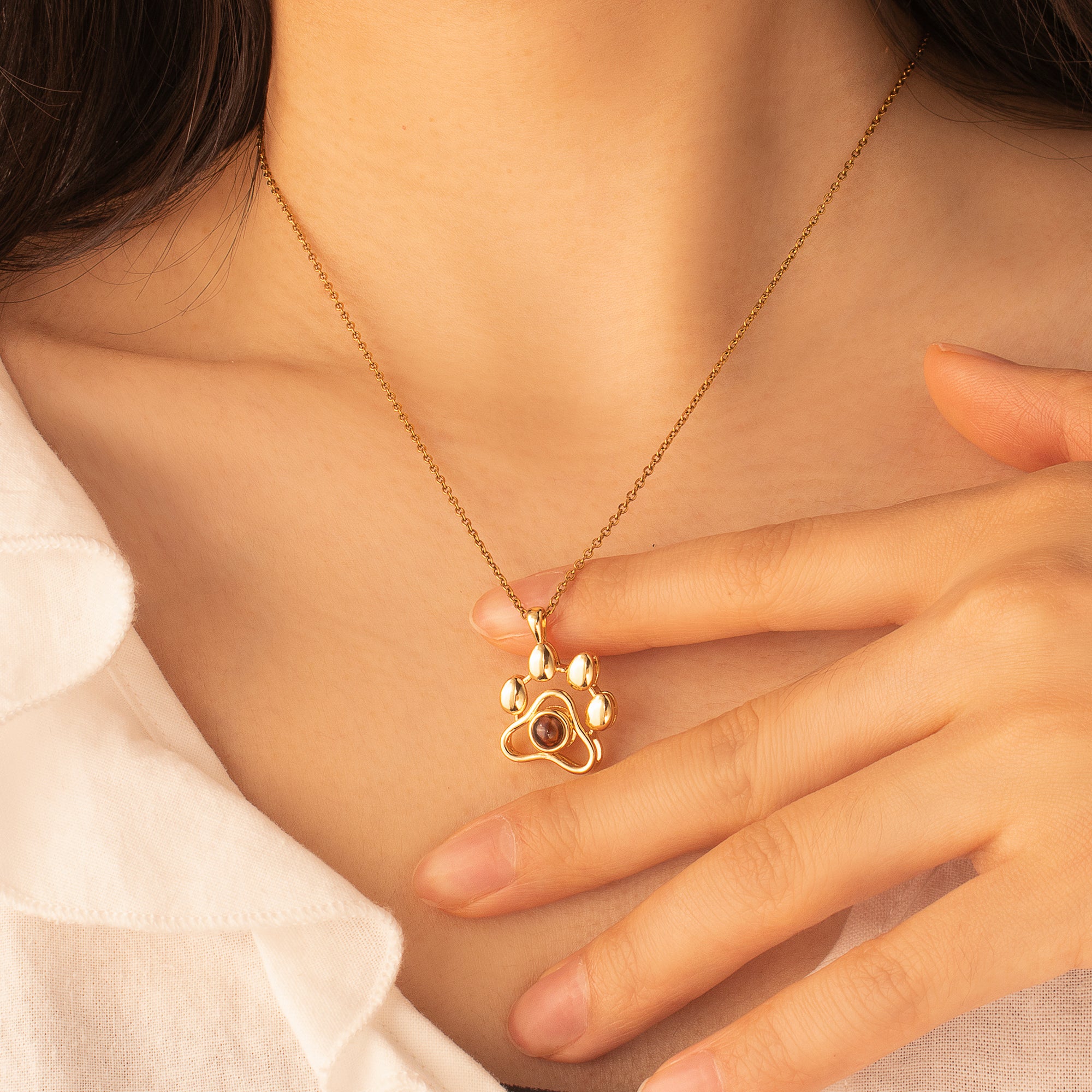 Paw Print Photo Photo Projection Necklace