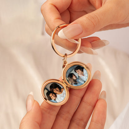 Custom Flower Garden Photo Locket Key Chain