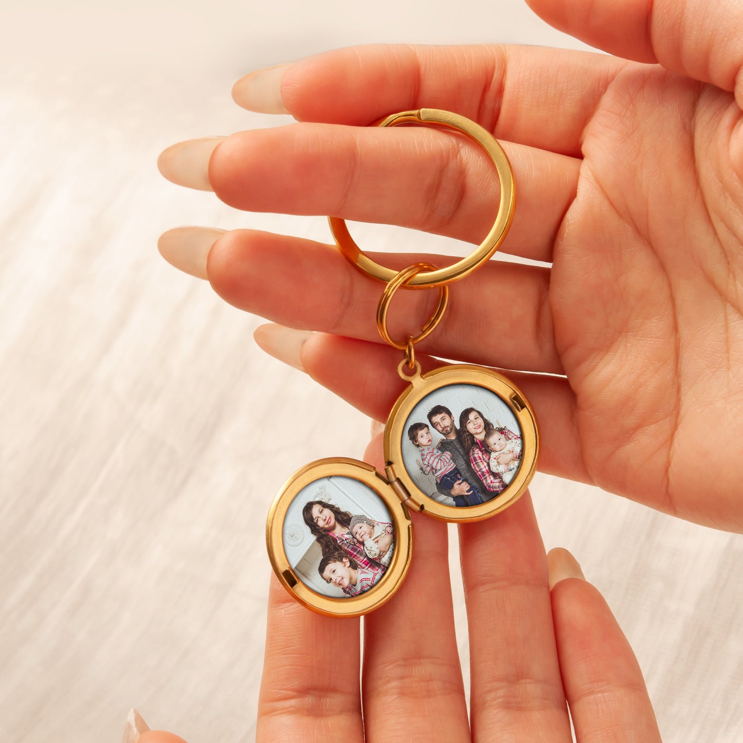 Custom Name Photo Locket Key Chain