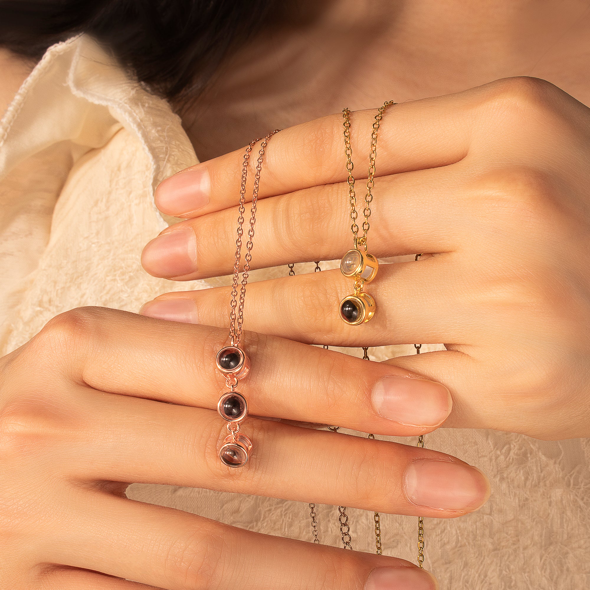 Round Multi-Photo Projection Necklace