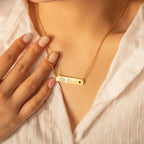 Birthstone Bar Flower and Name Necklace