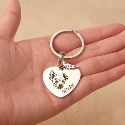 Pet Portrait Heart Pet Tag Key Chain