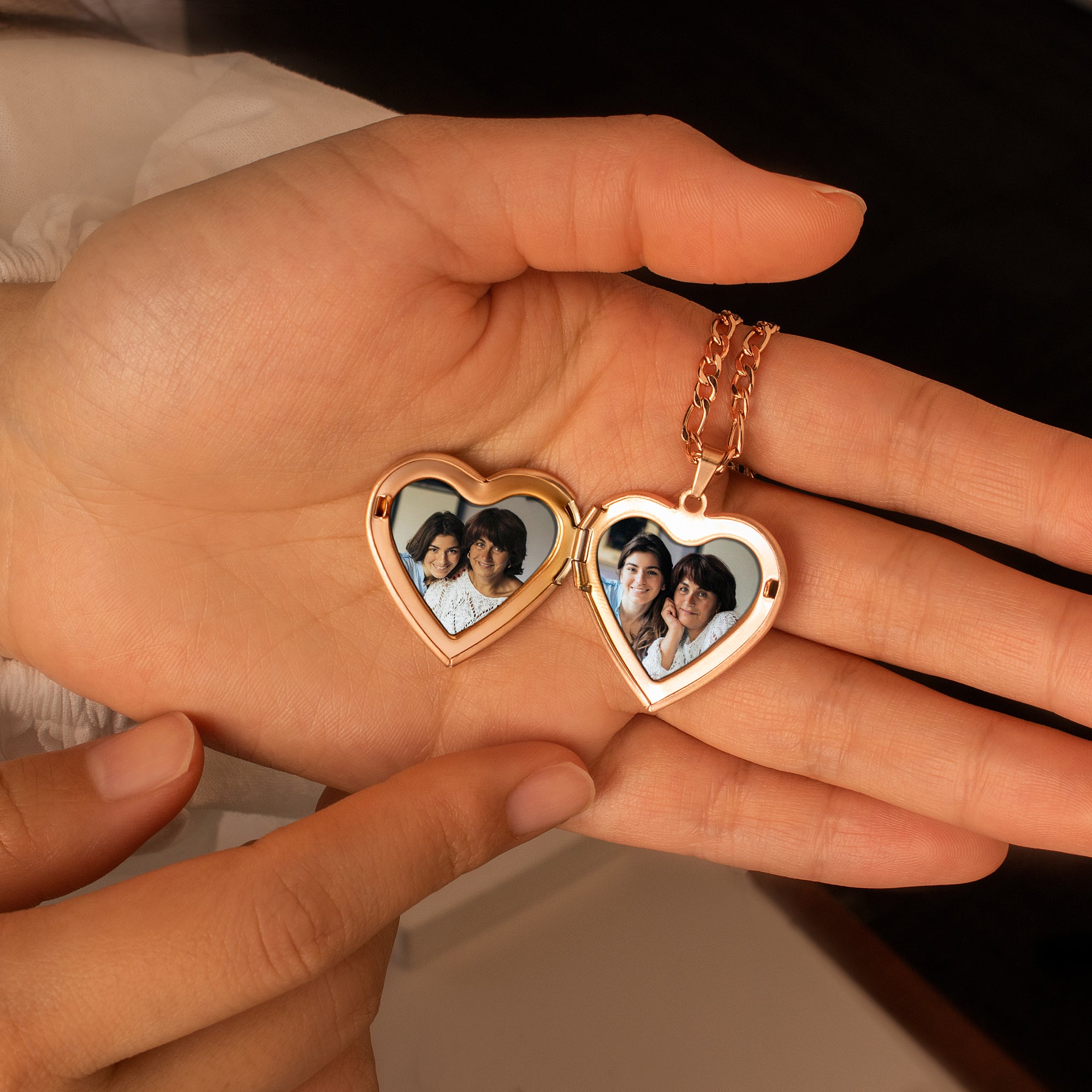 Symmetrical Floral Photo Heart Locket