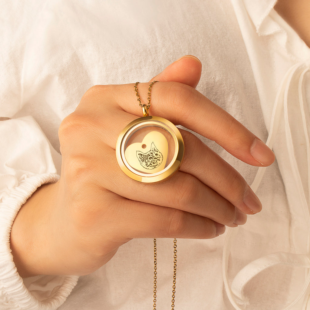 Pet Portrait Charm Locket Necklace