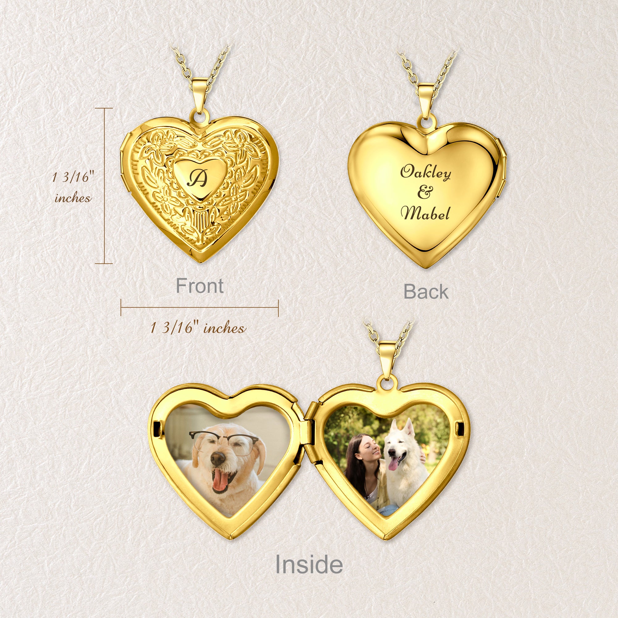 Raise Heart Photo Heart Pet Memorial Locket Necklace