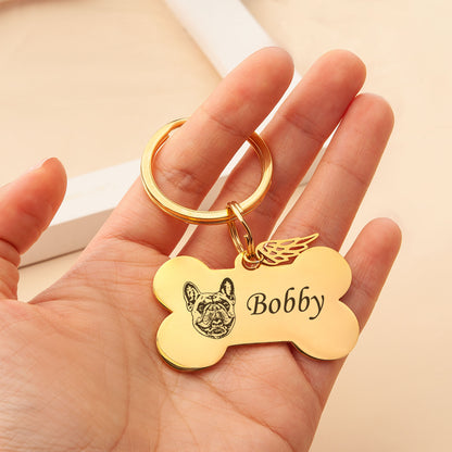 Pet Portrait Dog Bone Dog Tag