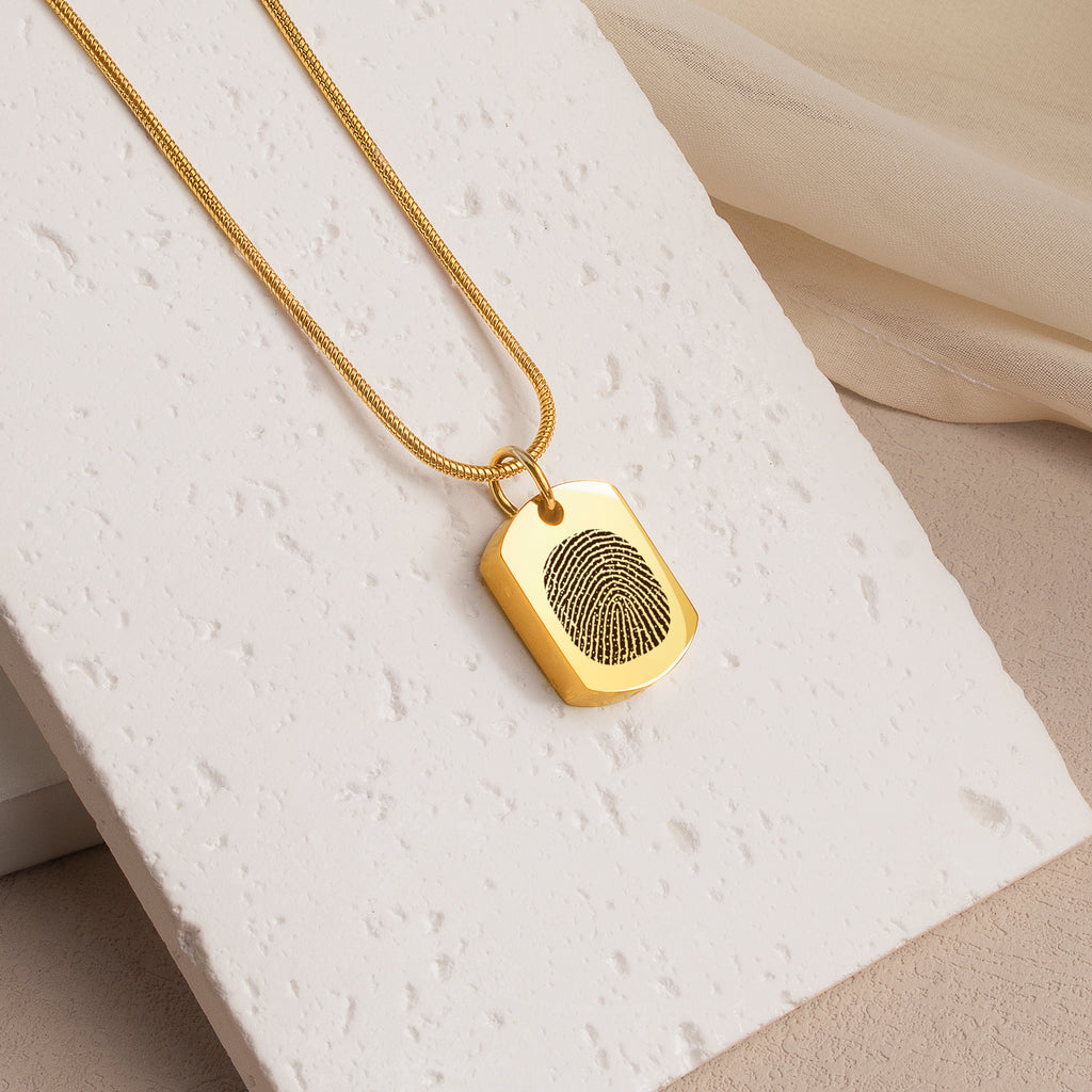 Fingerprint Memorial Dog Tag Necklace