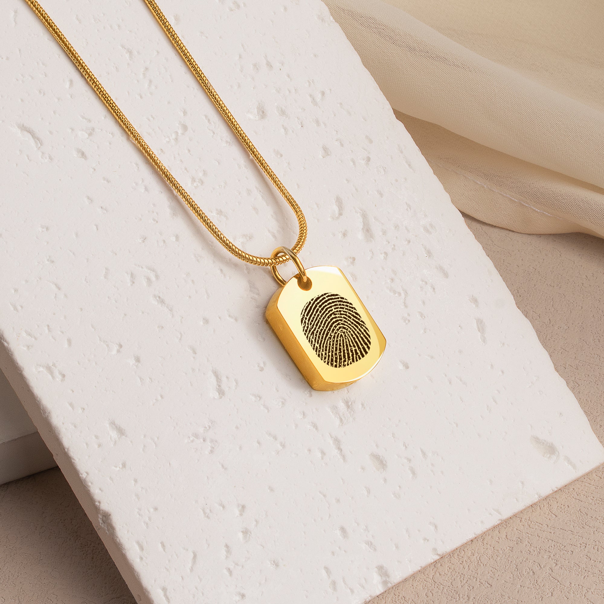 Fingerprint Memorial Dog Tag Necklace