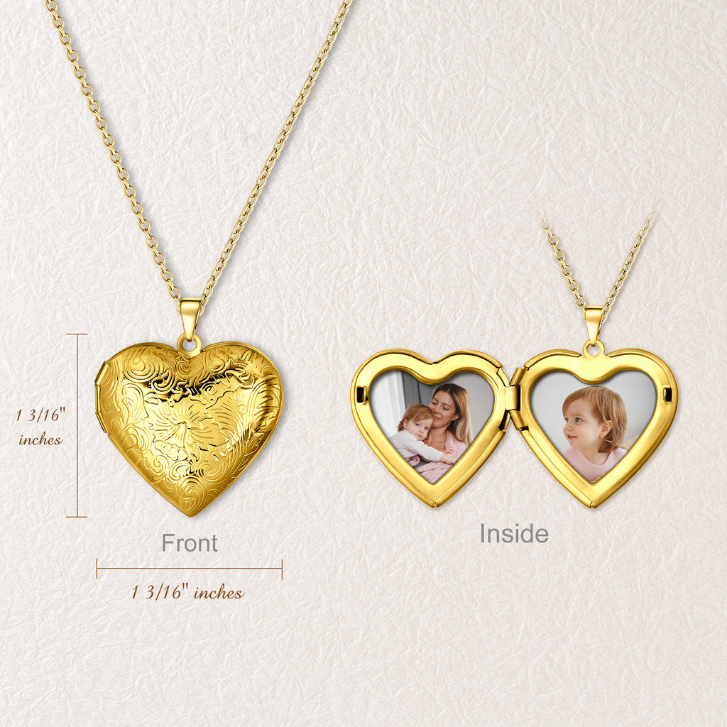 Heart Memory Locket Floral Heart Memorial Locket Necklace | Stainless Steel Remembrance ...