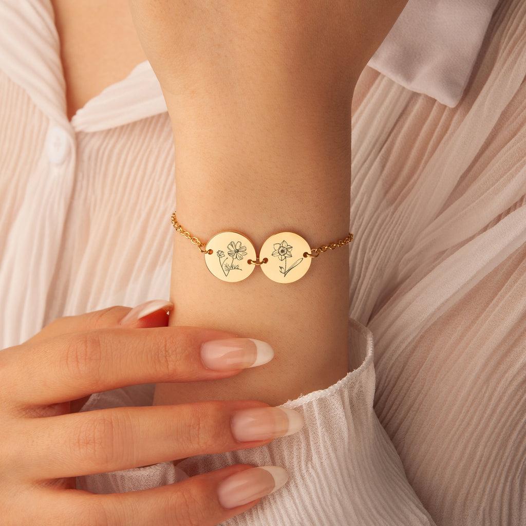 Personalized Flower Charm Bracelet