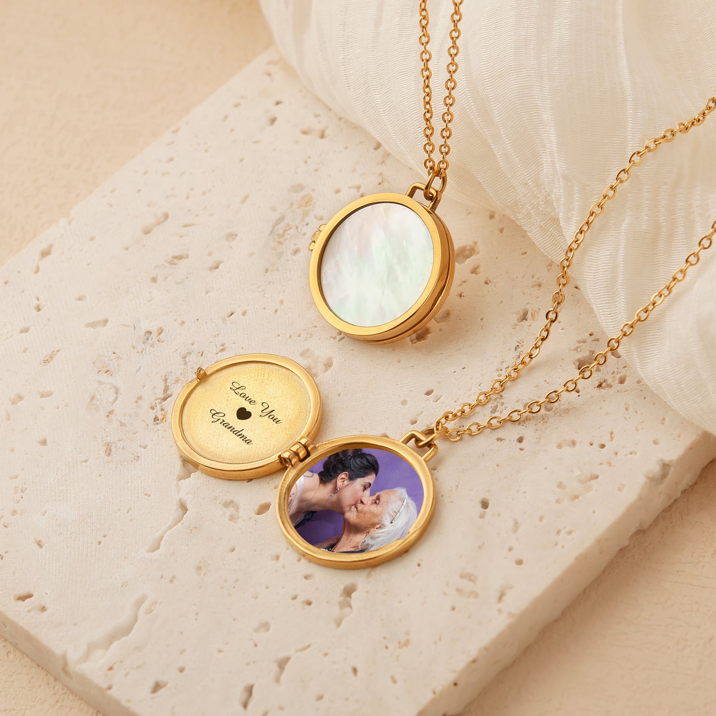 Pearl Photo Locket Necklace