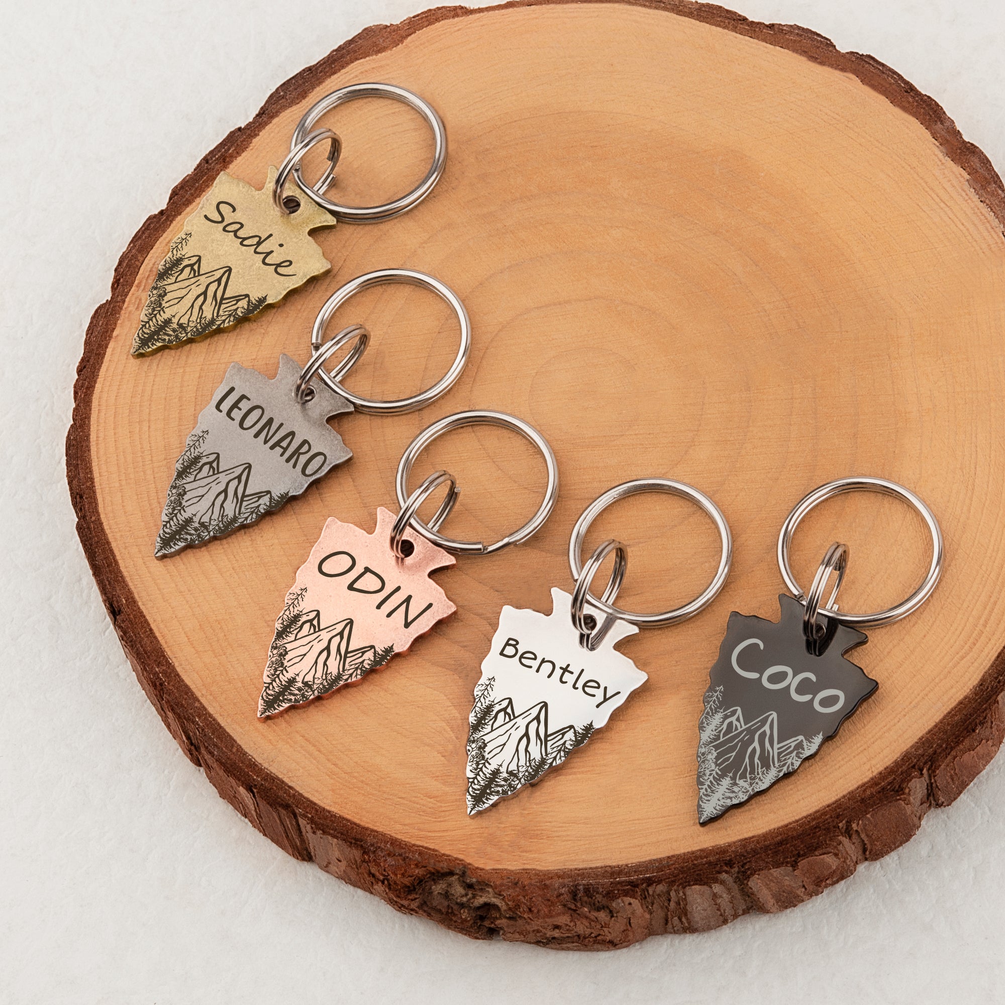 Personalized Arrowhead Shaped Mountain Peak Themed Pet ID Dog Tag