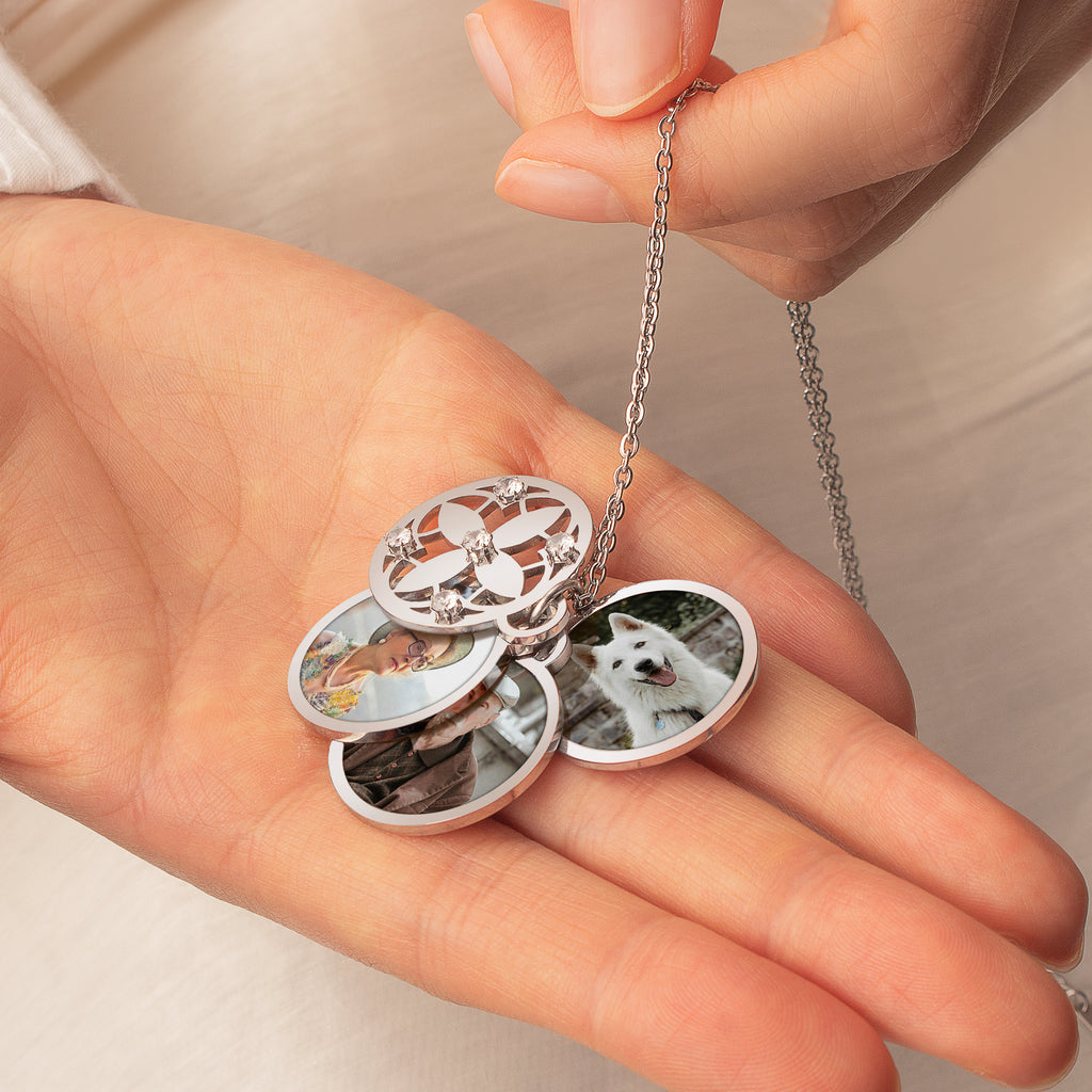Four Leaf Memorial Photo Necklace