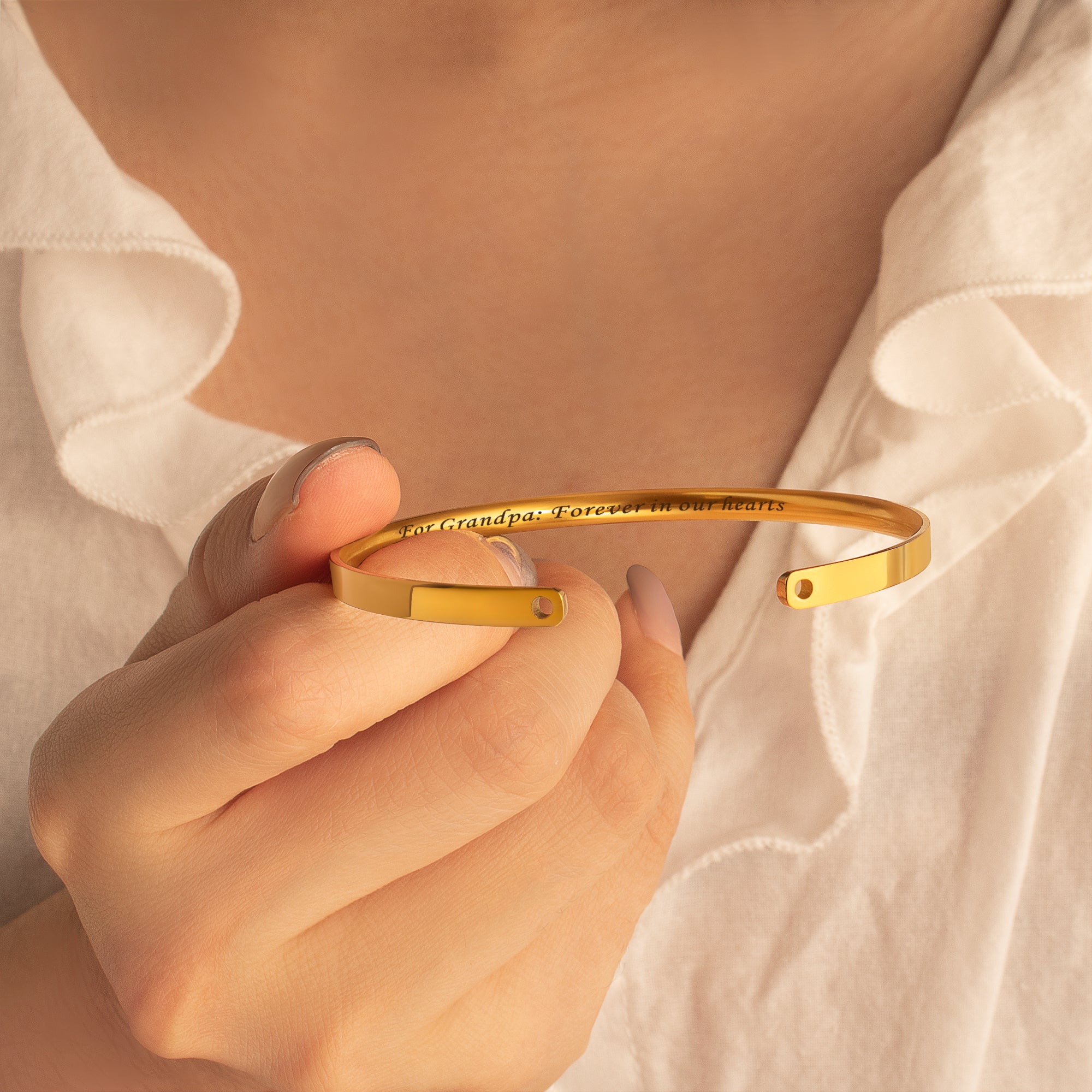 Dainty Memorial Cuff Bangle