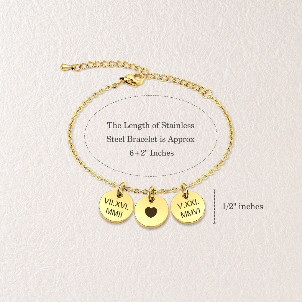 Custom Text Mini Charm Stainless Steel Bracelet