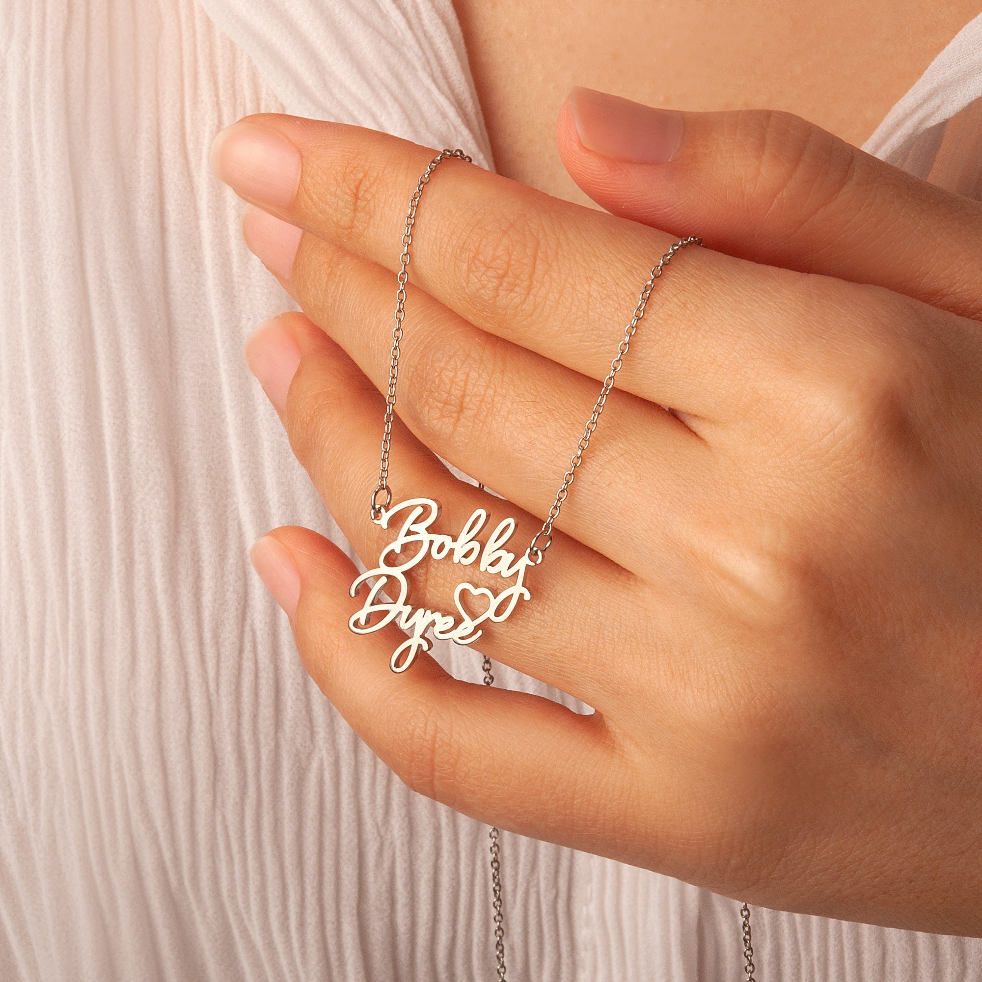 Couple's Name Necklace With Heart