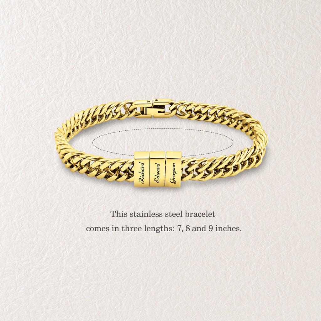Personalized Men's Engraved Cube Bracelet