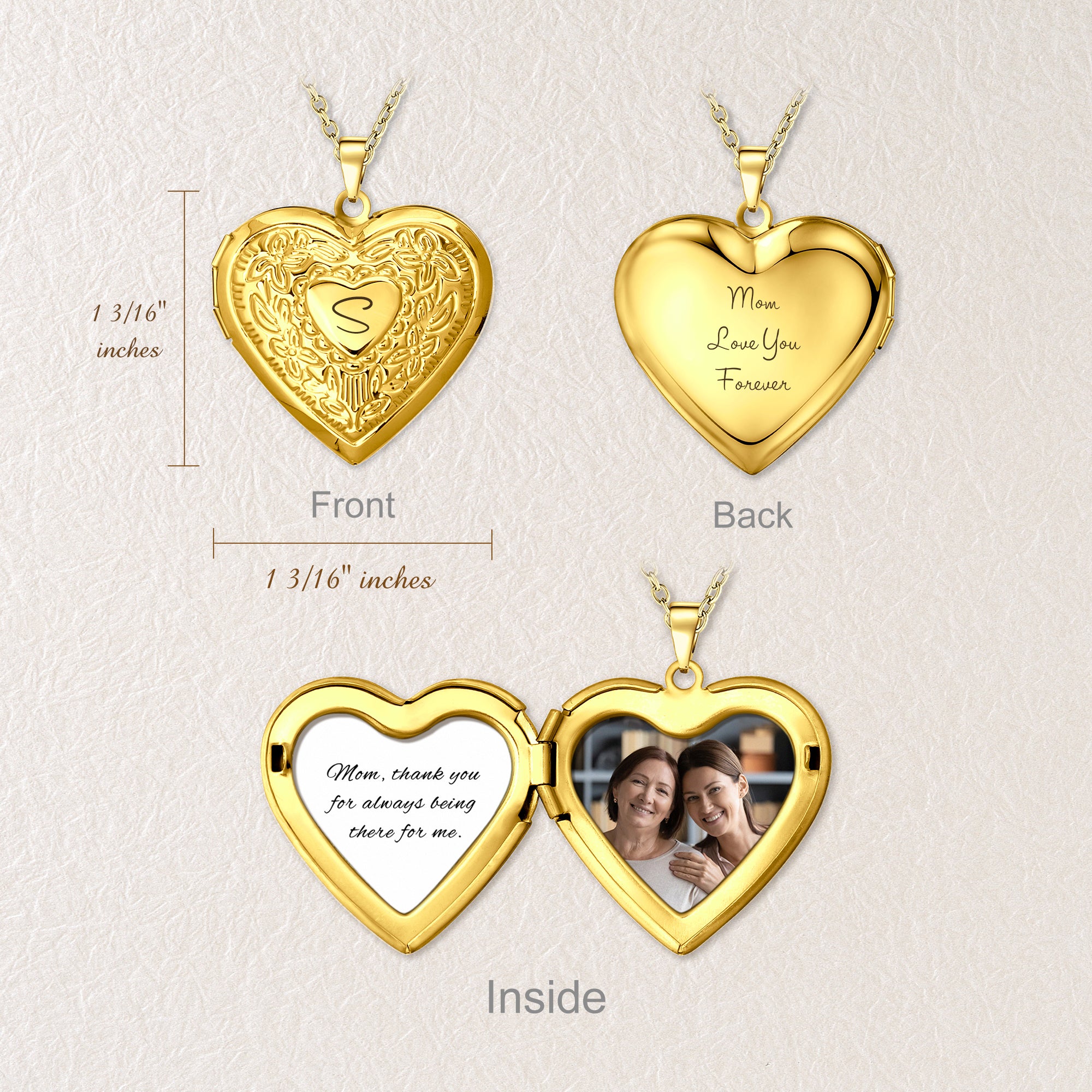 Raise Heart Photo Heart Locket Necklace