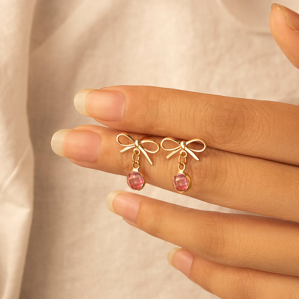 Birthstone Bow Earring