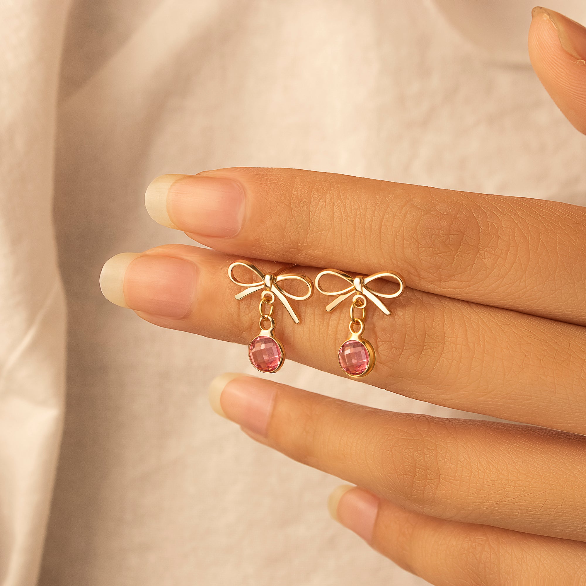 Birthstone Bow Earring