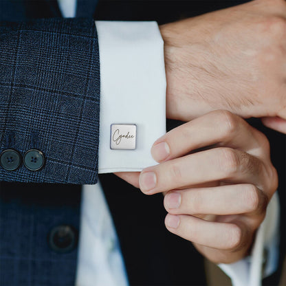 Custom Handwriting and Actual Fingerprint Square Cuff Links