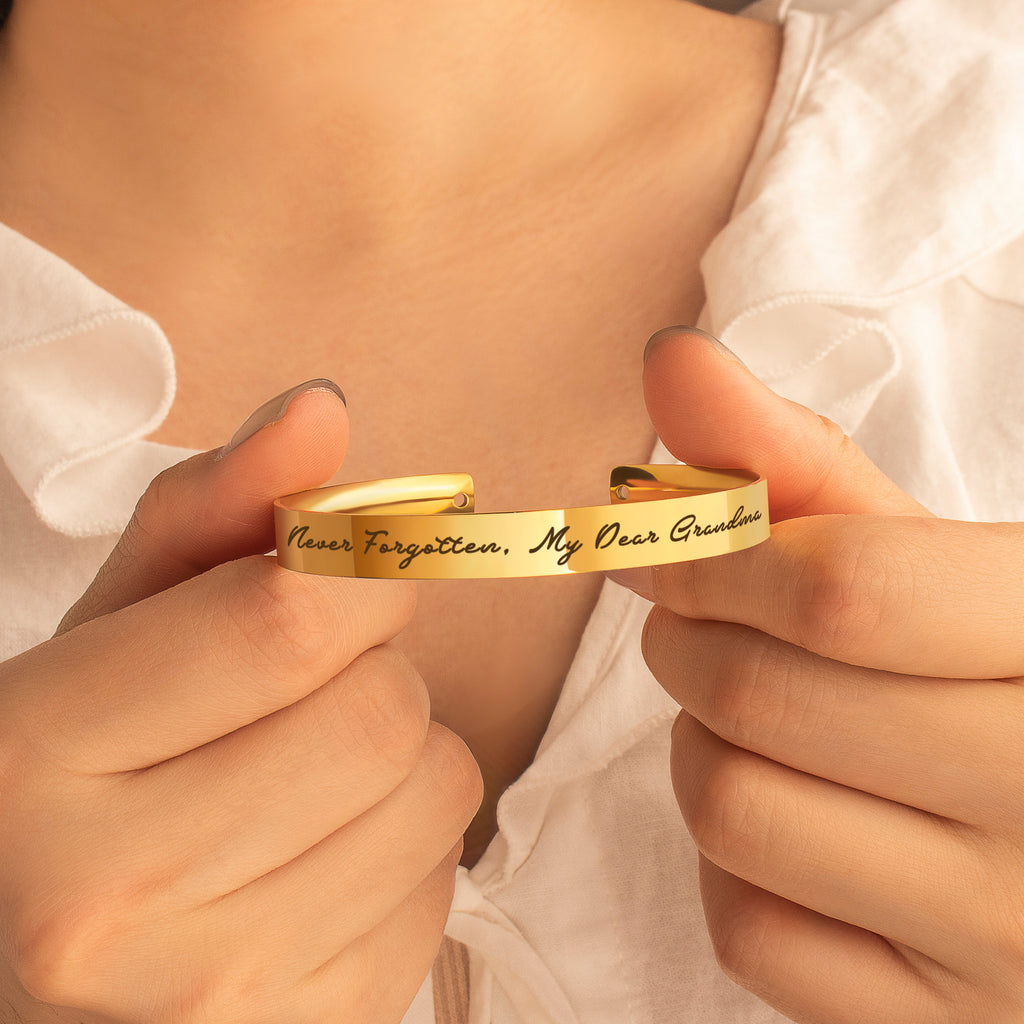Custom 8mm Memorial Cuff Bangle – Remembrance Keepsake