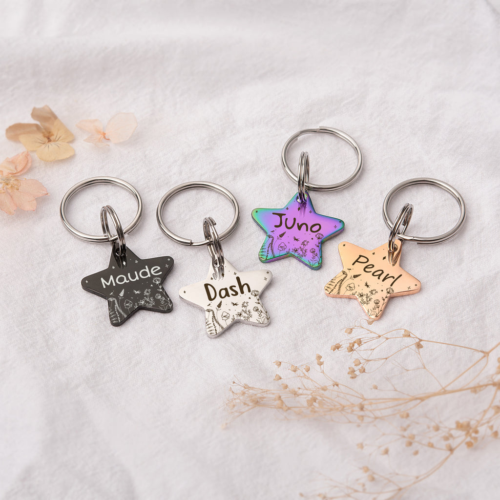 Wildflowers Star Shaped Pet ID Dog Tag