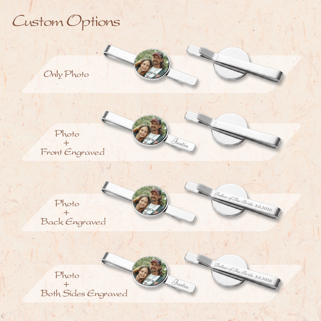 Custom Wedding Photo Tie Clip