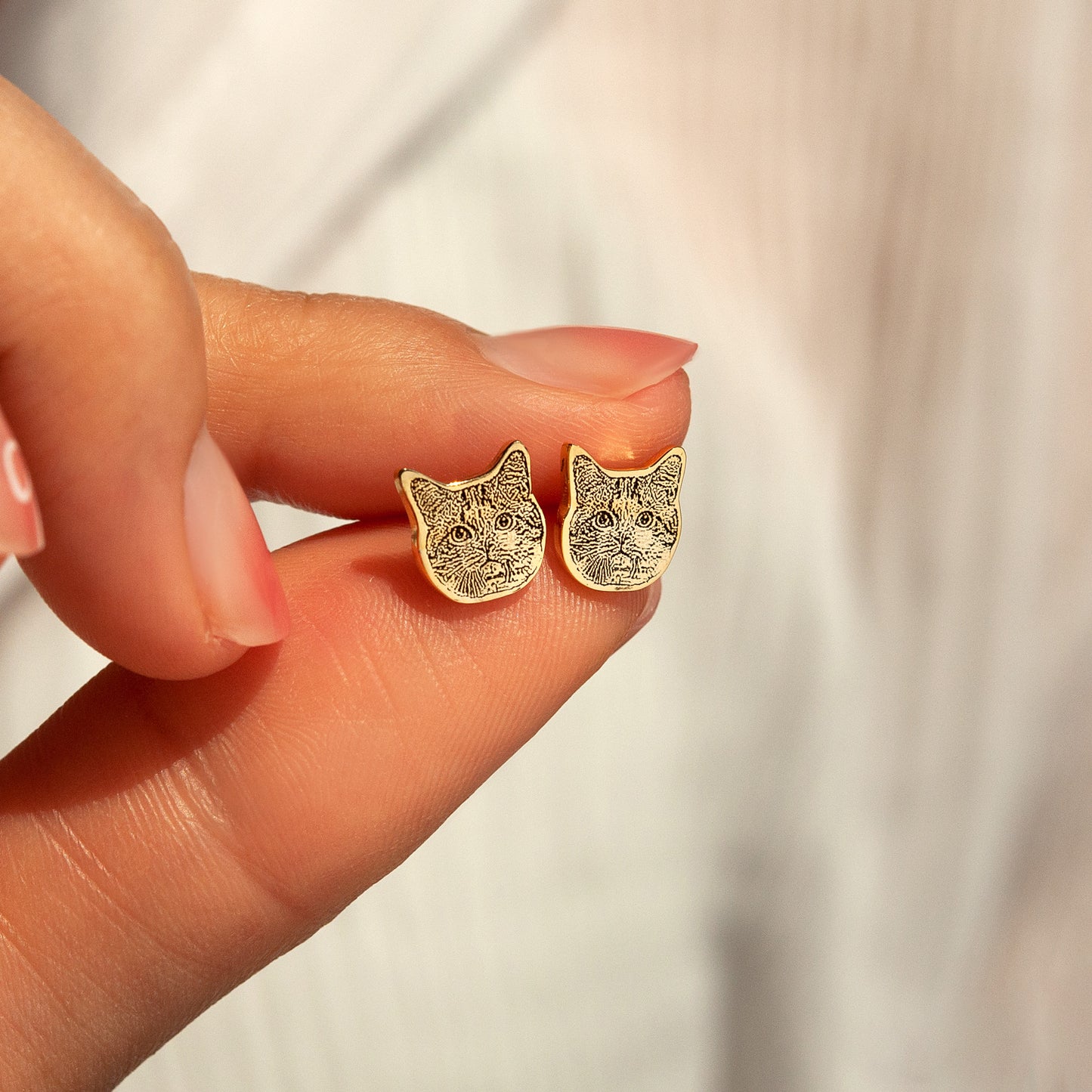 Custom Sterling Silver Pet Portrait Earrings