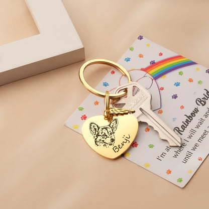 Pet Portrait Heart Pet Tag Key Chain