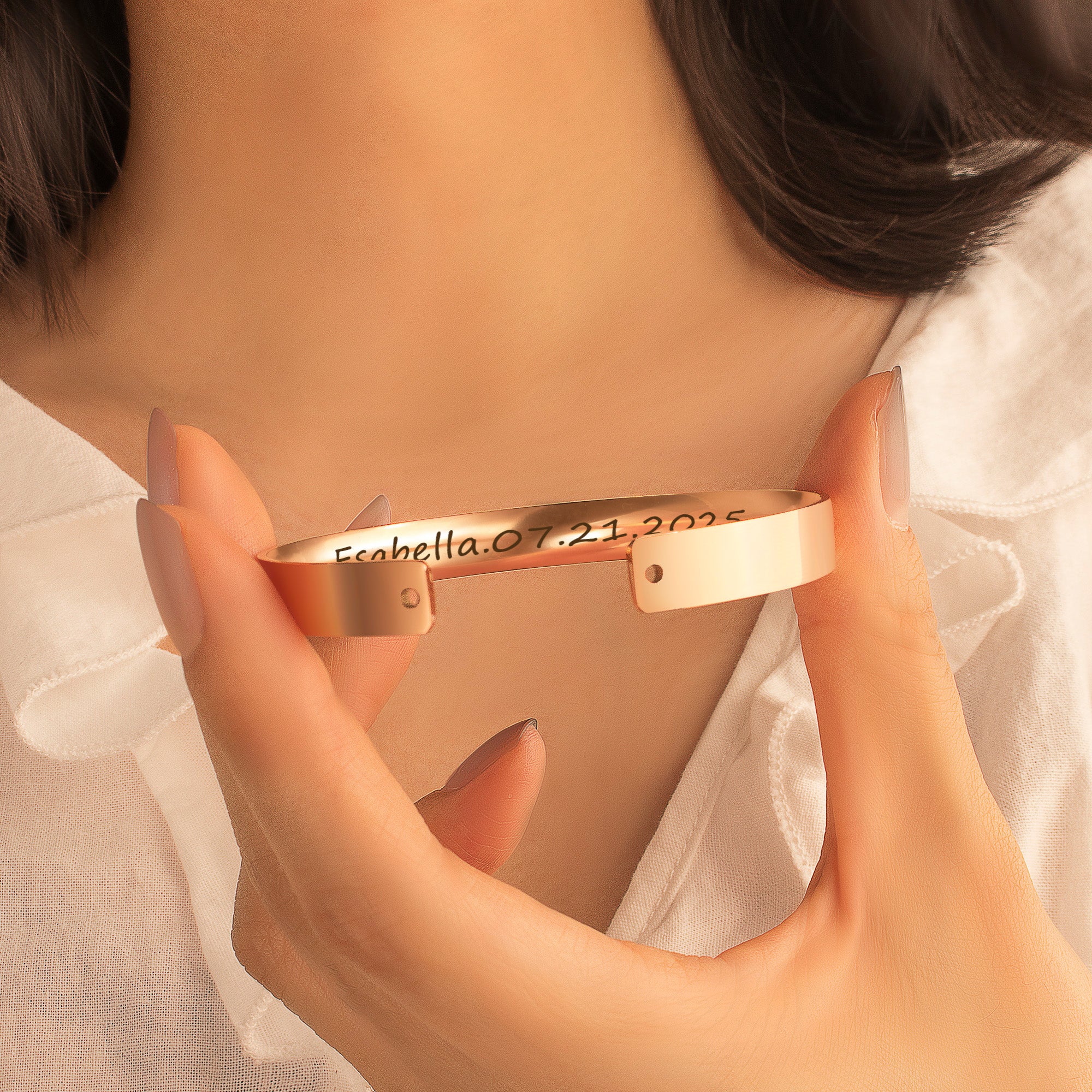 Custom 8mm Memorial Cuff Bangle – Remembrance Keepsake