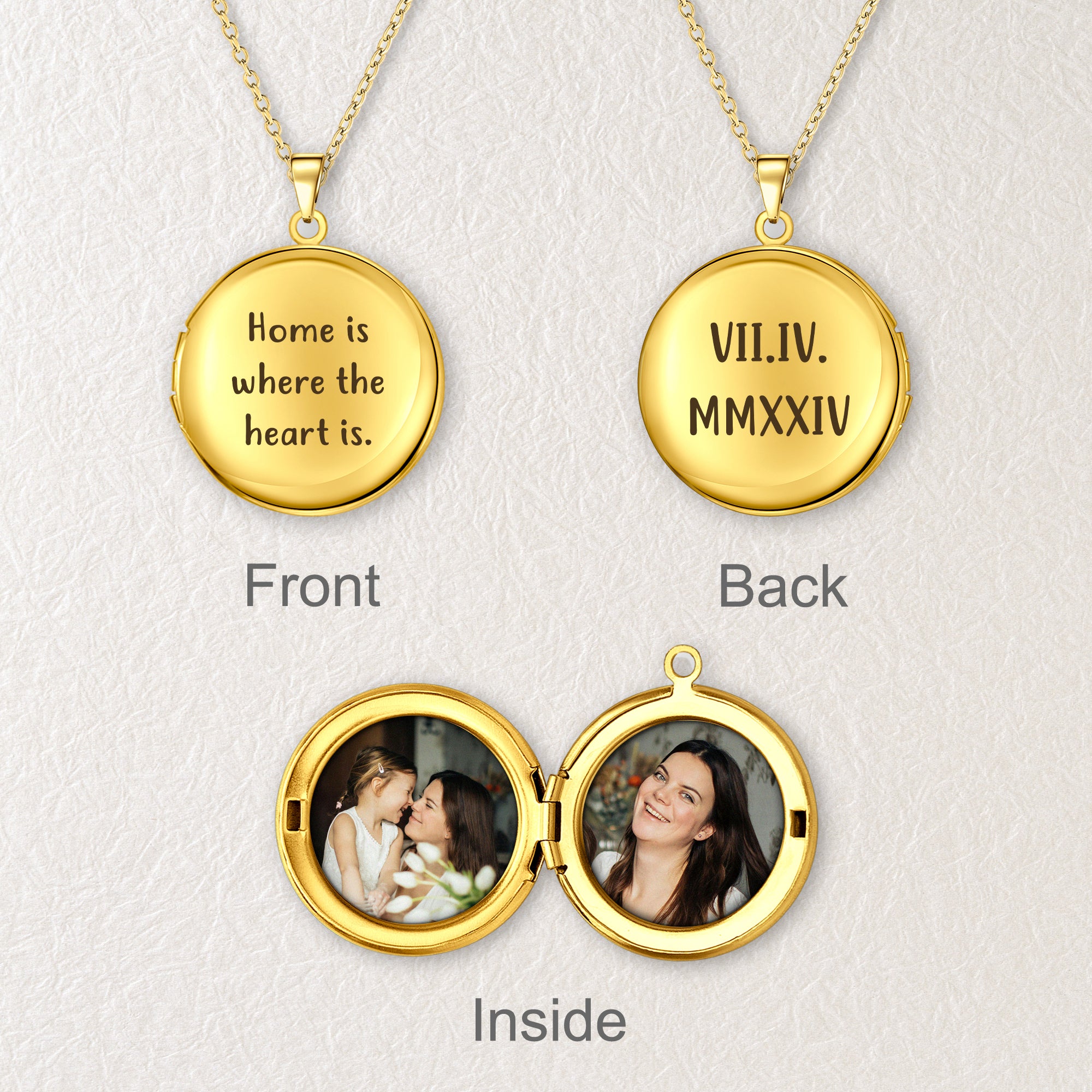 Round Photo Locket Necklace